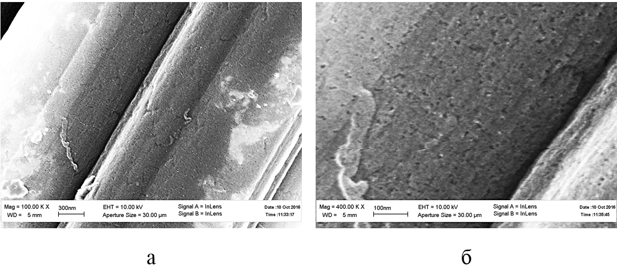 Микрофотографии  углеродного волокна